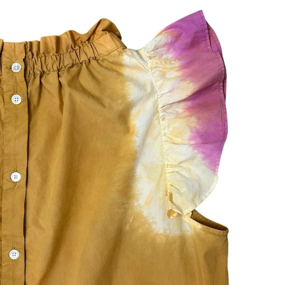 Sea New York Zelda Top Women’s Size 6 Colorful Dip Dye Flutter Sleeves Cotton - Picture 8 of 14